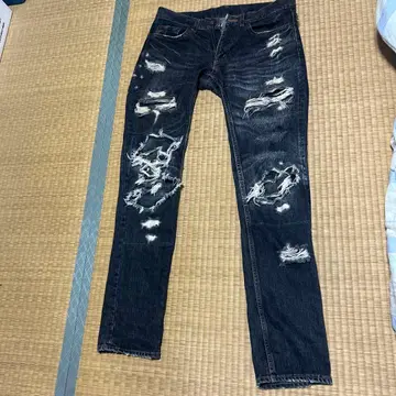 데미지 가공 다크 블루 데님 31