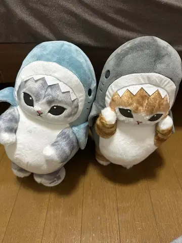 mofusand 상어냥 BIG 봉제 인형 잘 세울 수 있어요 그레이&블루