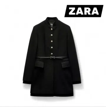 금일 한정 선착순 ZARA 블랙 울 미니 코트 골드 버튼 벨트 포함 S