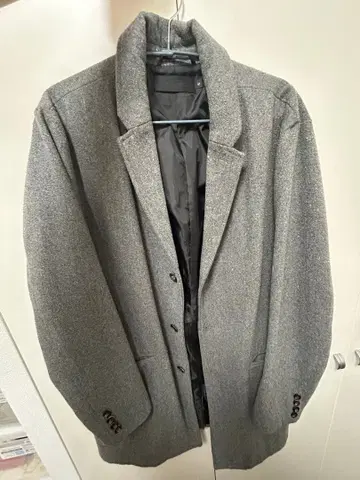 그레이 울 혼방 체스터 코트 L 사이즈