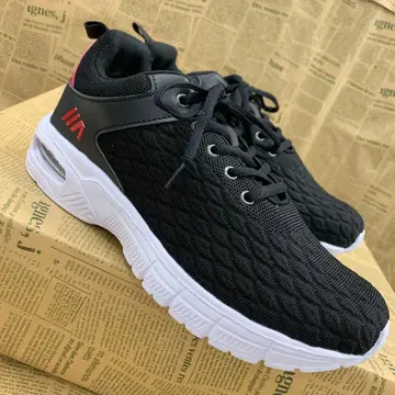 새상품 남성용 25.0cm 경량 통굽 에어 밑창 스니커즈 블랙 2403