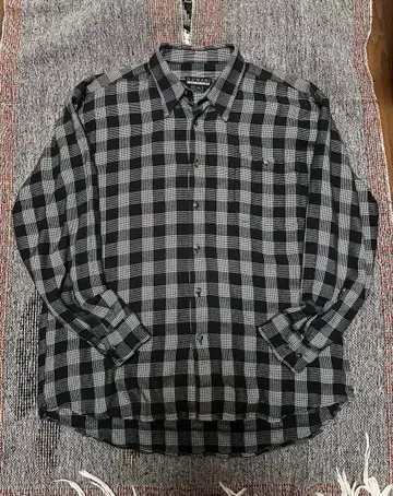 90s 체크 셔츠 좋은 배색 블록 체크 레이온 vintage