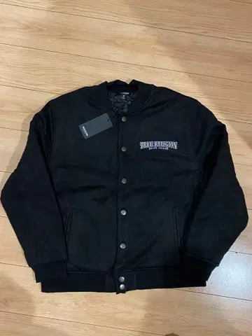 TRUE RELIGION 블랙 스웨이드 점퍼