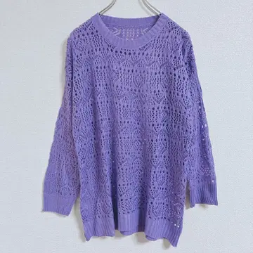 니트 스웨터 시스루 니트 긴팔 크루넥 레이어드 성숙/러블리