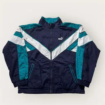 90s PUMA 나일론 자켓 멀티 컬러 네이비 그린