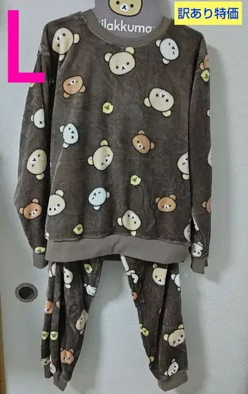 리락쿠마 룸웨어 보아 상하의 L 사이즈 파자마 플리스 올 패턴