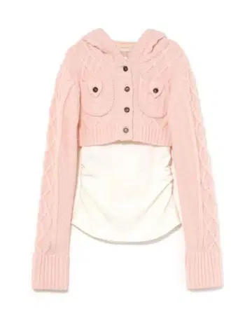 Mary logo cable knit set pink