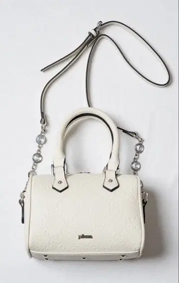 pium 피 모노그램 미니 보스턴 백 화이트