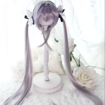 MDD 가발 롱 트윈 테일 퍼플 실버