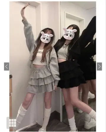 GRL pm631 지퍼 후드티 x 프릴 미니 스커트 맨투맨 셋업