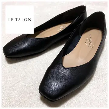 현행 모델 르탈론 가죽 V컷 스퀘어토 플랫 펌프스 블랙