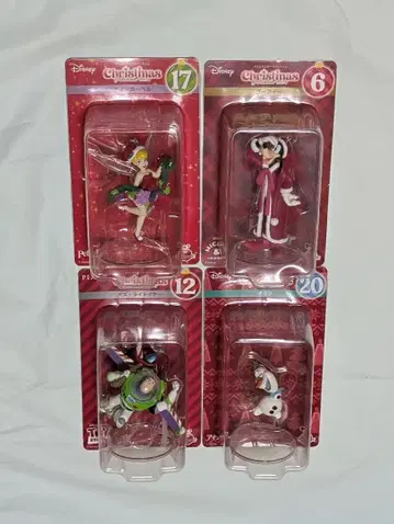 디즈니 크리스마스 피규어 복권 4체 세트