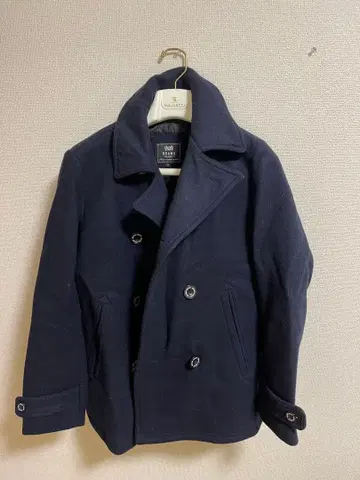 BEAMS HEART 네이비 더블 브레스트 피 코트 M