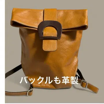 카멜 색상 천연 가죽 백팩