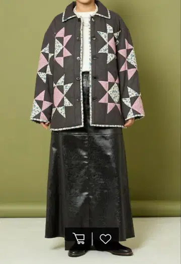 택 포함 인도 별 패턴 퀼팅 패딩 자켓