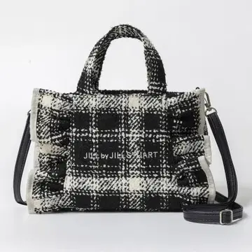 JILL by JILL STUART 트위드 프릴 백 BLACK