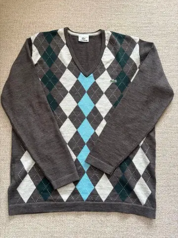 Lacoste 아가일 무늬 V넥 니트 4