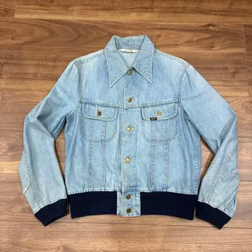 USA 제조 70s 리 빈티지 데님 자켓 리브 포함 바시티 자켓