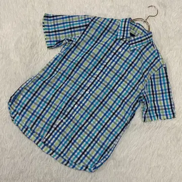 UNION STATION 체크 무늬 셔츠 블루 x 화이트 M 캐주얼