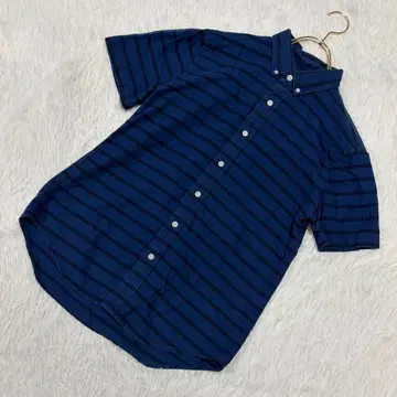 GLOBAL WORK 보더 무늬 셔츠 네이비 M 캐주얼