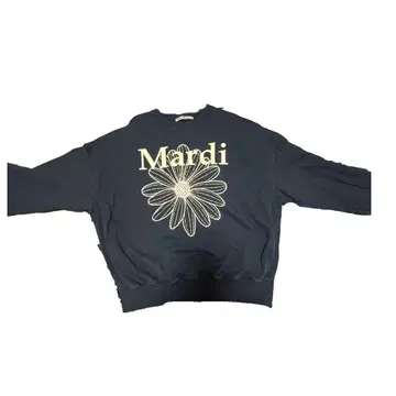 Mardi 꽃무늬 크롭 맨투맨 블랙