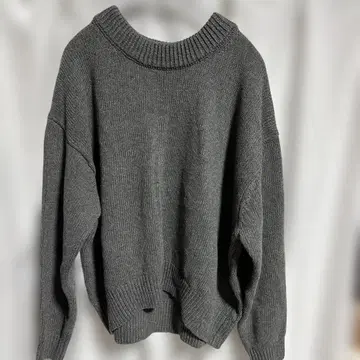 그레이 U넥 심플 니트