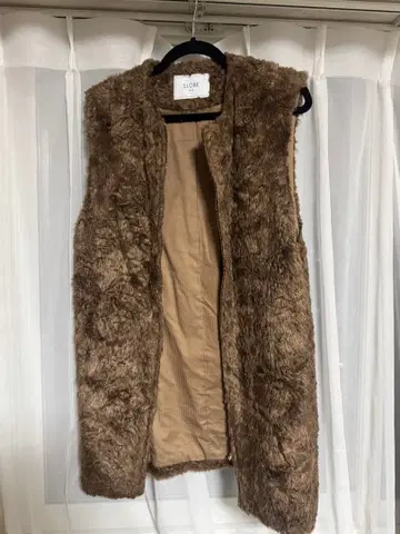 브라운 퍼 베스트 사이즈 F