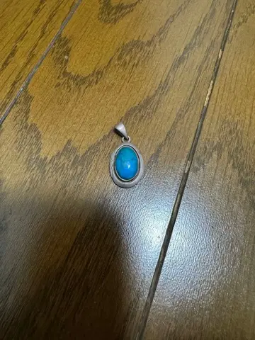 터콰이즈 타원형 실버 펜던트