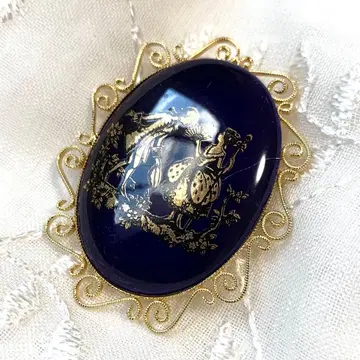 LIMOGES CASTEL 리모 골드 브로치 목걸이 탑 1