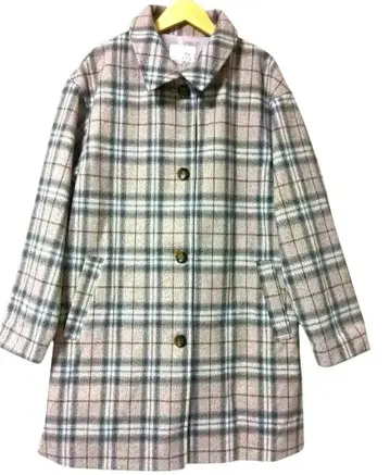새상품급 Honeys 핑크빛이 도는 베이지 체크 무늬 P 코트 L 사이즈