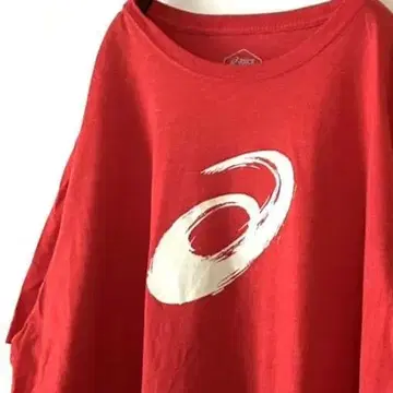 아식스 asics 레드 로고 티셔츠 레드 빨간색 구제 의류