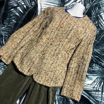 80s 90s 빈티지 HERNO 트위드 노카라 자켓