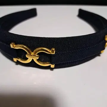 페라가모 간치니 머리띠 캔버스 블랙