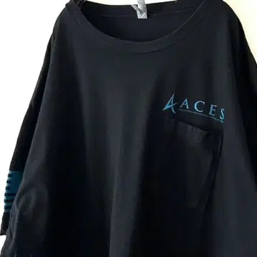 ACES 미국 포켓 로고 T셔츠 블랙 블랙 구제 의류