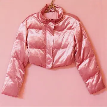 SHEIN 핑크 샤이니 다운 자켓