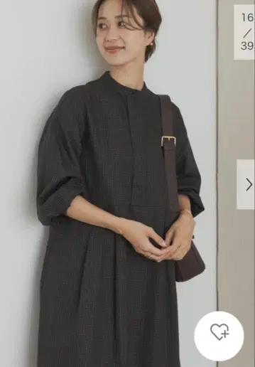 미사용 새상품 체크 무늬 벌룬 슬리브 원피스