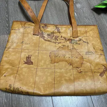 플리마켓 클라세 지도 도안 토트백 브라운 계열