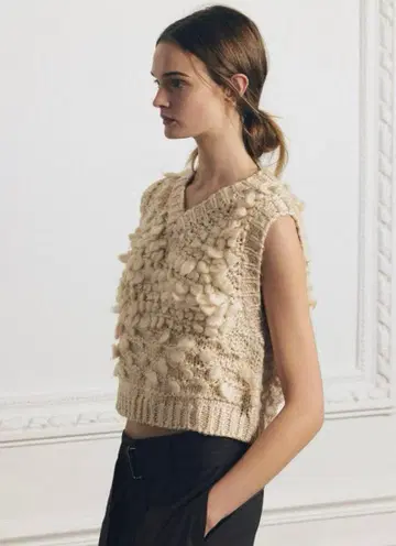 ZARA 뷔스티에 니트 니트 베스트 구조 니트 베스트 스웨터 S 화이트