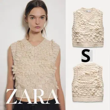 ZARA 뷔스티에 니트 니트 베스트 구조 니트 베스트 스웨터 S 화이트