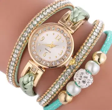 민트 그린 팔찌형 손목시계