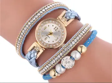 파란색 스톤 장식 손목시계