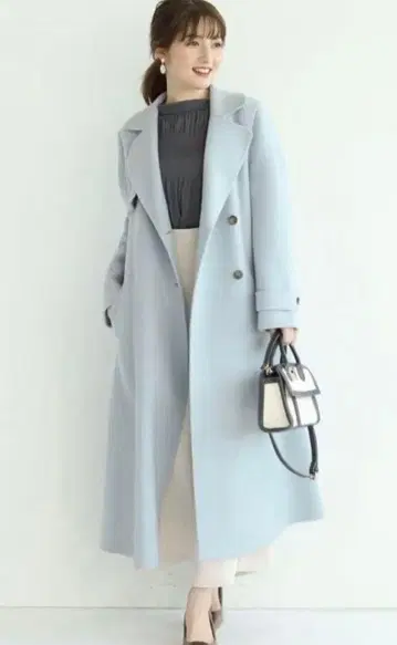 아푸와이저 리셰 울 더블 페이스 코트 라이트 블루