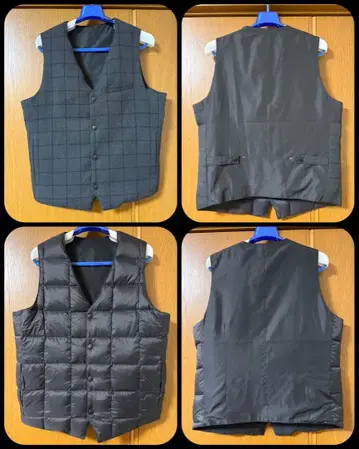 TAION 리버서블 다운 베스트 사이즈 1 블랙 그레이 체크 무늬