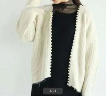 스콧 클럽 아이보리 펄 장식 니트 가디건 새상품 귀여운 한정판