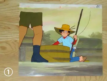 애니메이션 셀화 낚시광 삼평(2점) (직필 배경 포함)