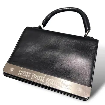 장 폴 고티에 / 블랙 / 가죽 핸드백 / 메탈 플레이트