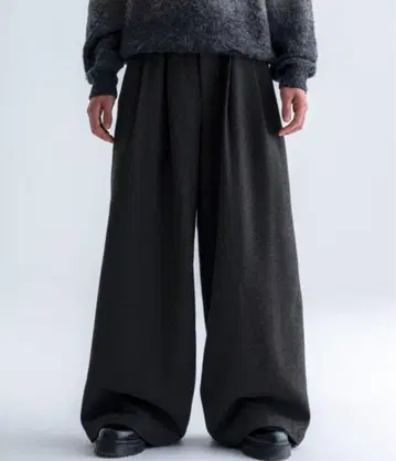 SINSS 트위드 3턱 와이드 슬랙스 브라운 xs