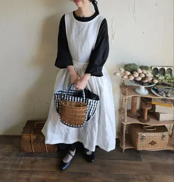 megurimegutte 2 웨이 원피스 에이프런 린넨