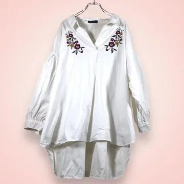 BEGUM 자수입은 긴팔 블라우스 화이트 흰색 [ 4L ]