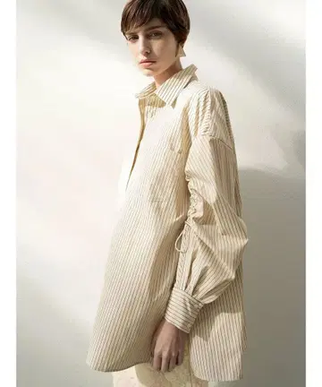 [ Te chichi ] 드로스트 슬리브 스트라이프 셔츠 베이지